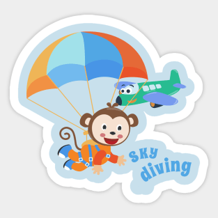 Vector illustration of a cute skydiver . Sticker